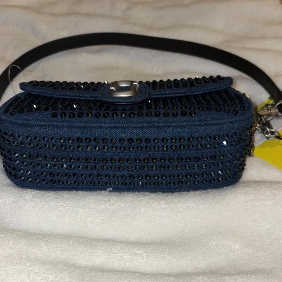 Marc Jacobs The Clover Crystal Embellished Denim Shoulder Bag NWT - Picture 7 of 9